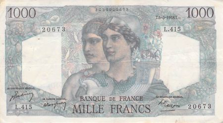 France 1000 Francs Minerve et Hercule - 05-05-1948 Série L.415 - TTB