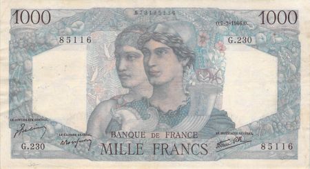 France 1000 Francs Minerve et Hercule - 07-03-1946 Série G.230 - TTB