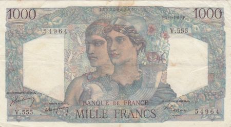 France 1000 Francs Minerve et Hercule - 07-04-1949 - Série V.555