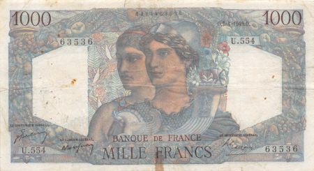 France 1000 Francs Minerve et Hercule - 07-04-1949 Série U.554 - TB