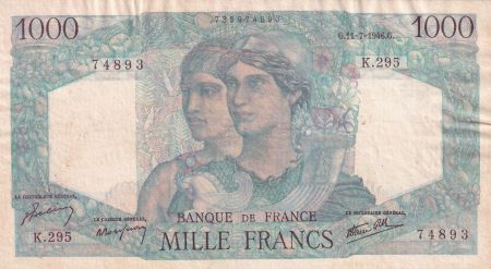 France 1000 Francs Minerve et Hercule - 11-07-1946 - Série K.295