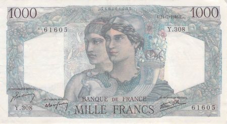 France 1000 Francs Minerve et Hercule - 11-07-1946 Série Y.308 - TTB