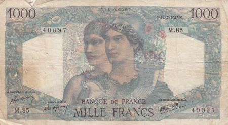 France 1000 Francs Minerve et Hercule - 12-07-1945 - Série M.85