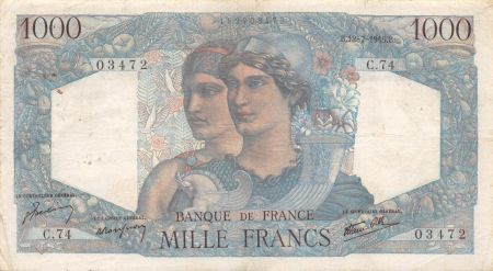 France 1000 Francs Minerve et Hercule - 12-07-1945 Série C.74 - TB+