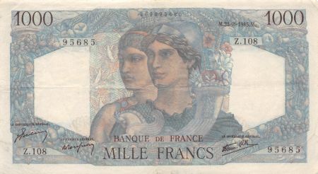 France 1000 Francs Minerve et Hercule - 13-08-1945 Série Z.108 - TTB