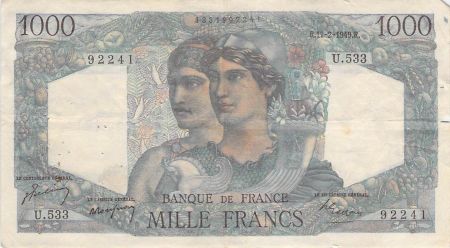 France 1000 Francs Minerve et Hercule - 17-02-1949 Série U.533 - TB