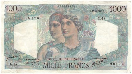 France 1000 Francs Minerve et Hercule - 1945