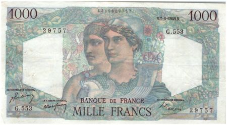 France 1000 Francs Minerve et Hercule - 1949