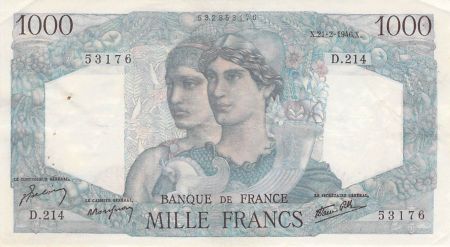 France 1000 Francs Minerve et Hercule - 21-02-1946 Série D.214 - TTB