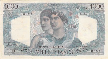 France 1000 Francs Minerve et Hercule - 21-05-1945 Série G.34 - TTB