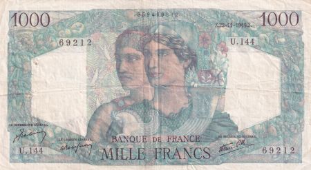 France 1000 Francs Minerve et Hercule - 22-11-1945 - Série U.144 - TTB