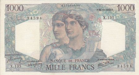 France 1000 Francs Minerve et Hercule - 22/11/1945 - Série X.135