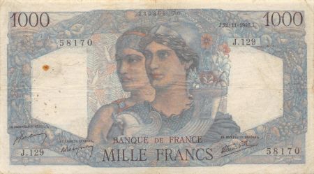 France 1000 Francs Minerve et Hercule - 22-11-1945 Série J.121 - TB