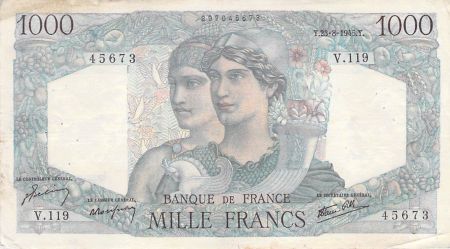 France 1000 Francs Minerve et Hercule - 23-08-1945 Série V.119 - PTTB