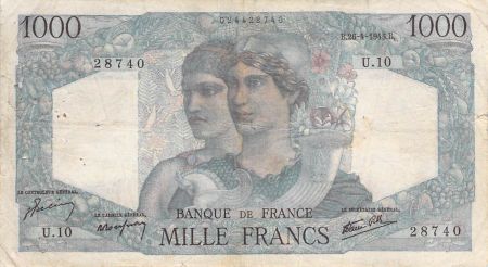 France 1000 Francs Minerve et Hercule - 26-04-1945 Série U.10 - PTB