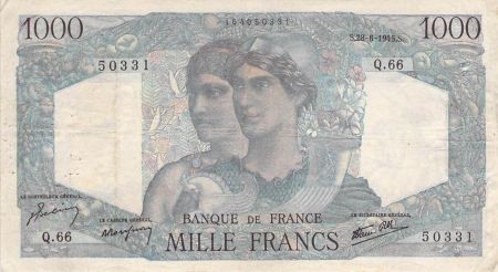 France 1000 Francs Minerve et Hercule - 28-06-1945 Série Q.66 - TB
