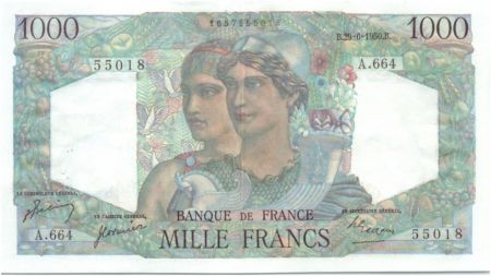 France 1000 Francs Minerve et Hercule - 29-06-1950 Rare !