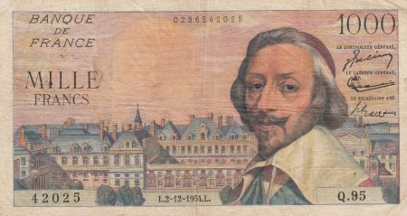 France 1000 Francs Richelieu - 02-12-1954 - Série Q.95