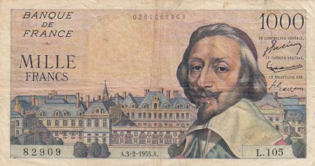 France 1000 Francs Richelieu - 03-02-1955 - Série L.105
