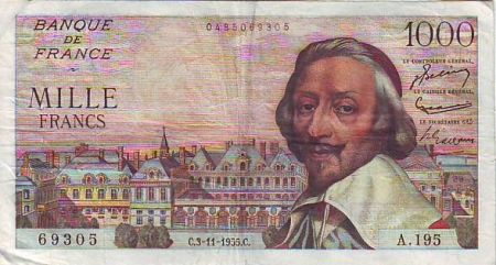 France 1000 Francs Richelieu - 03-11-1955 - Série A.195