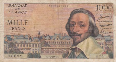France 1000 Francs Richelieu - 07-01-1954 - Série J.25