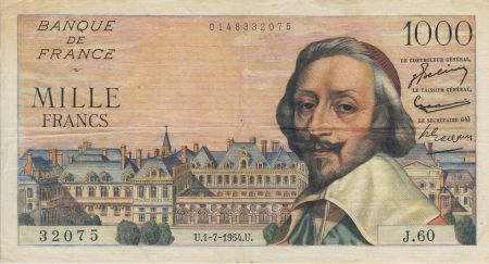 France 1000 Francs Richelieu - 07-01-1954