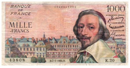 France 1000 Francs Richelieu - 07-01-1954 Série K.20
