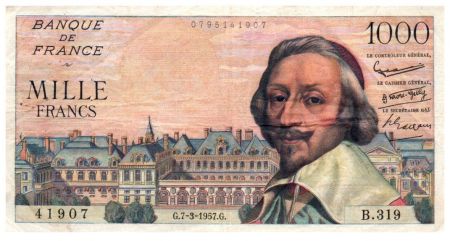 France 1000 Francs Richelieu - 07-03-1957 - B.319