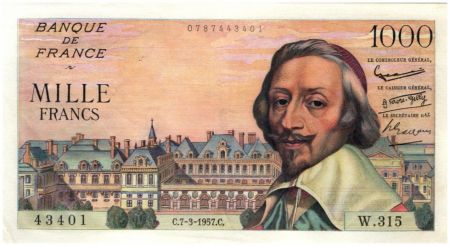 France 1000 Francs Richelieu - 07-03-1957 Série W.315