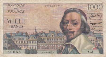 France 1000 Francs Richelieu - 1953 à 1957 - TB+