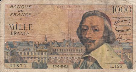 France 1000 Francs Richelieu - 1955 - Série L.125