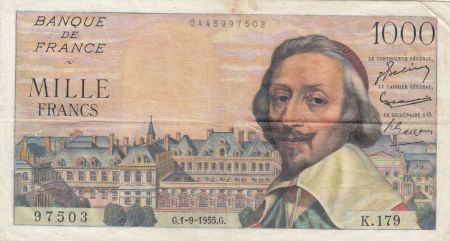 France 1000 Francs Richelieu 01-09-1955 - Série K.179