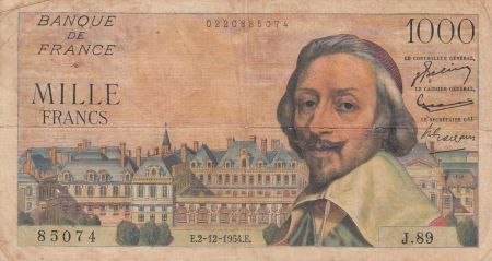 France 1000 Francs Richelieu 02-12-1954 - Série J.89