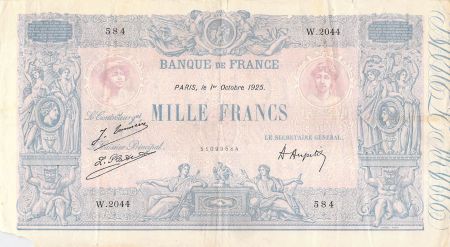 France 1000 Francs Rose et Bleu - 01-10-1925 - Série W.2044 - PTB