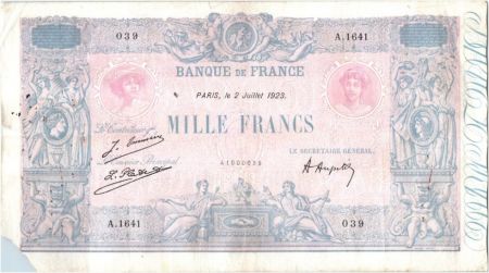 France 1000 Francs Rose et Bleu - 02-07-1923 Série A.1641