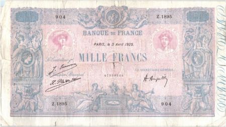 France 1000 Francs Rose et Bleu - 03-04-1925 Série Z.1895