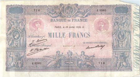 France 1000 Francs Rose et Bleu - 05-07-1926 Série R.2513