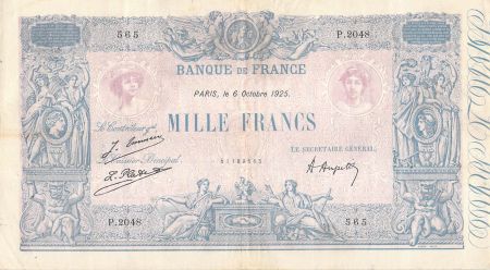France 1000 Francs Rose et Bleu - 06-10-1925 - Série P.2048 - TTB