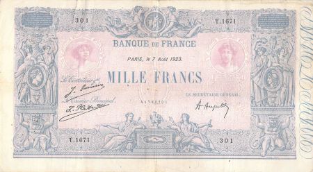 France 1000 Francs Rose et Bleu - 07-08-1923 - Série T.1671 - TB