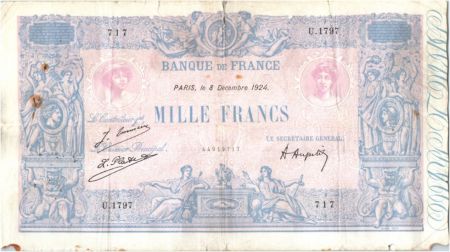 France 1000 Francs Rose et Bleu - 08-12-1924 Série U.1797