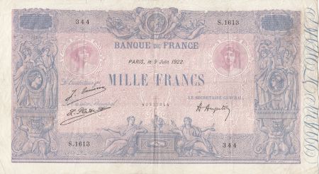 France 1000 Francs Rose et Bleu - 09-06-1922 Série S.1613