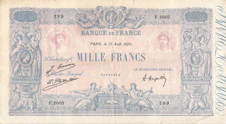France 1000 Francs Rose et Bleu - 13-08-1925 - Série F.2003 - PTTB