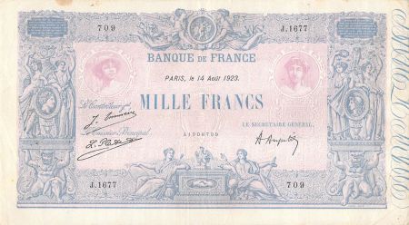 France 1000 Francs Rose et Bleu - 14-08-1923 - Série J.1677 - TTB