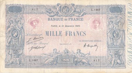France 1000 Francs Rose et Bleu - 15-12-1920 - Série L.1467 - PTTB