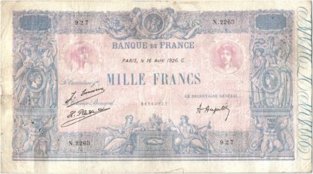 France 1000 Francs Rose et Bleu - 16-04-1926 Série N.2263