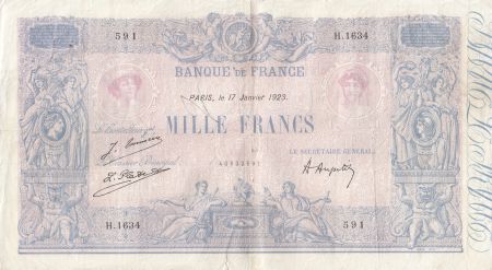 France 1000 Francs Rose et Bleu - 17-01-1923 - Série H.1634