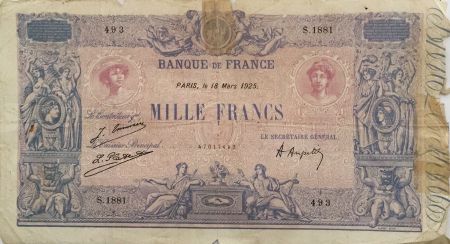 France 1000 Francs Rose et Bleu - 18-03-1925 Série S.1881 - B