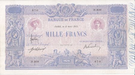 France 1000 Francs Rose et Bleu - 1915 H.909