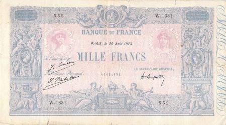 France 1000 Francs Rose et Bleu - 20-08-1923 - Série W.1681 - B+