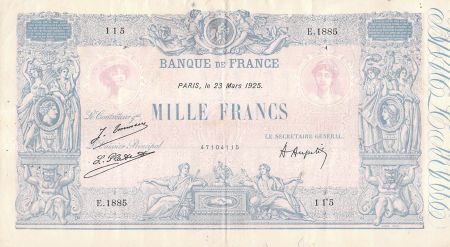 France 1000 Francs Rose et Bleu - 23-03-1925 - Série E.1885 - PTTB